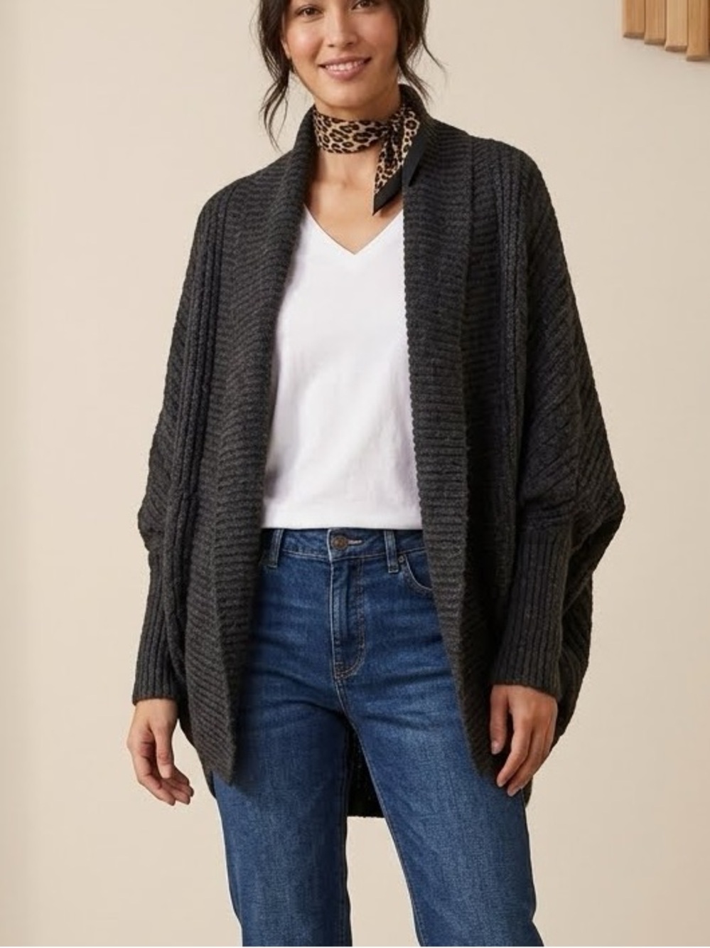 Chunky Knit Open Sweater Cardigan
